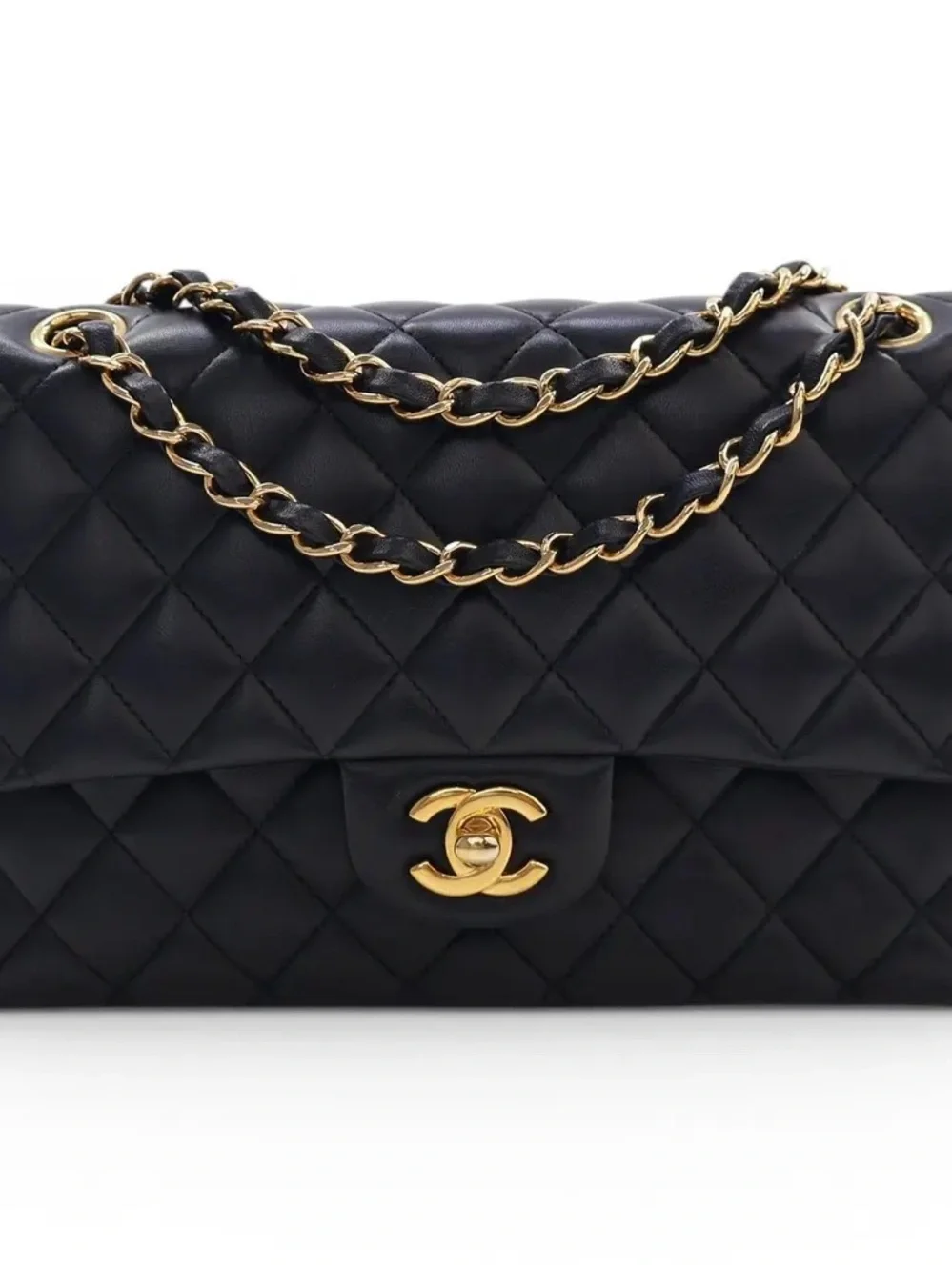 Chanel Quilted Shoulder Bag - Black with Gold Hardware